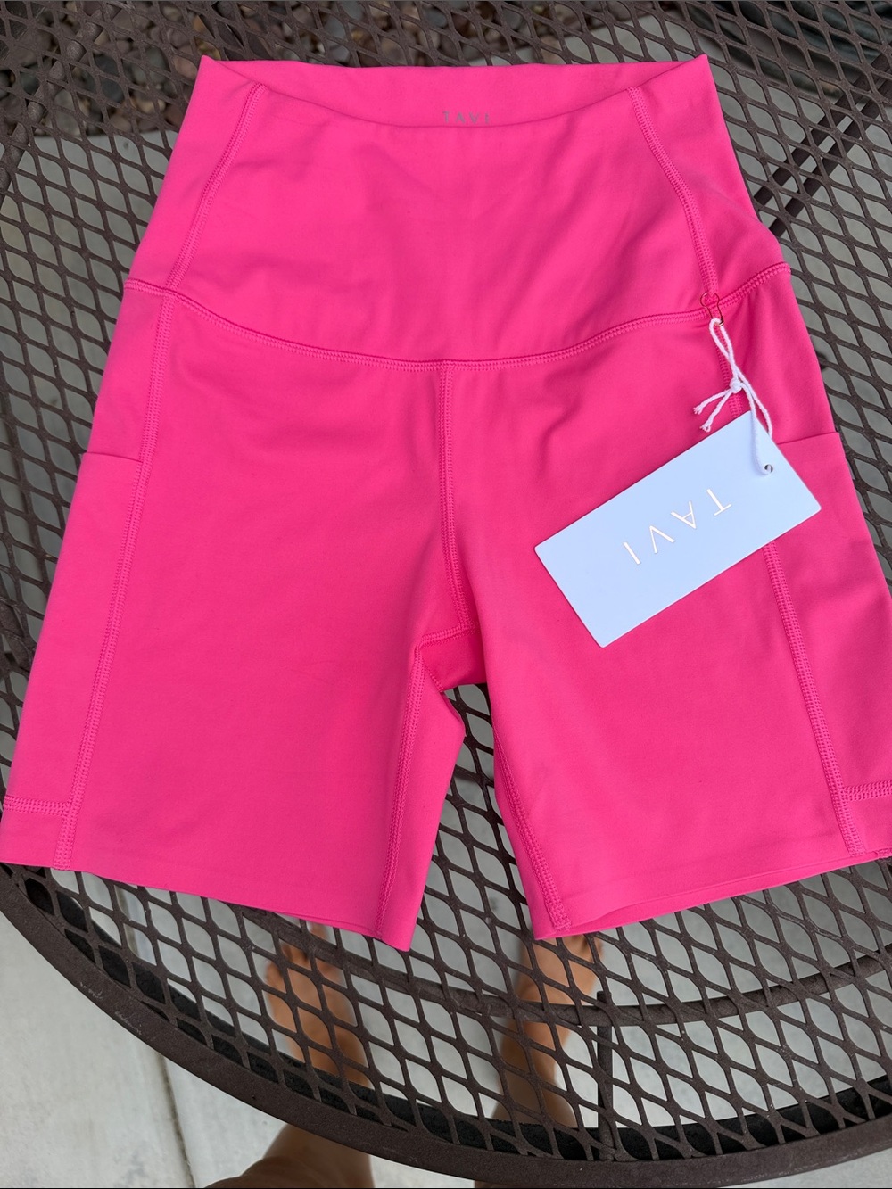 TAVI Bright Pink High-Rise Bike Shorts